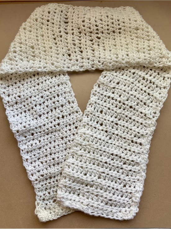 Accessories - Men’s or Women’s White Crochet Scarf Handmade Craft
